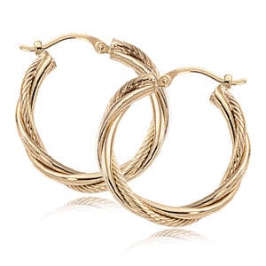 Carla Corp Jewellery - Earrings - Hoop Carla 14K Yellow Gold Smooth and Texture Twist Hoops