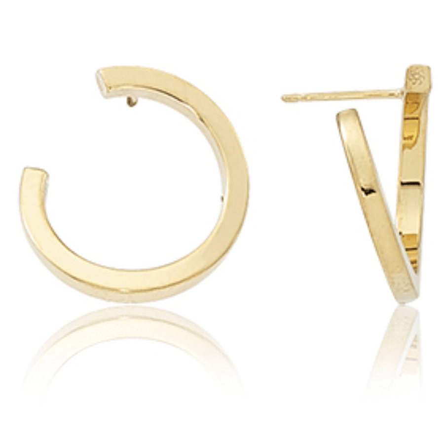 Carla Corp Jewellery - Earrings - Stud Carla 14k Yellow Gold Square Tube Round Earrings