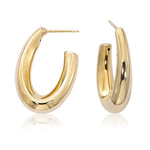 Carla Corp Jewellery - Earrings - Hoop Carla 14K Yellow Gold Tapered Oval Post Hoops