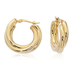 Carla Corp Jewellery - Earrings - Hoop Carla 14K Yellow Gold Triple Tube Twist Hoops