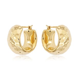 Carla Corp Jewellery - Earrings - Hoop Carla 14K Yellow Gold Wide Hammered Hoops