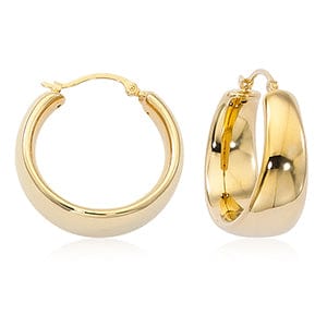 Carla Corp Jewellery - Earrings - Hoop Carla 14K Yellow Gold Wide Tapered Hinge Post Hoops