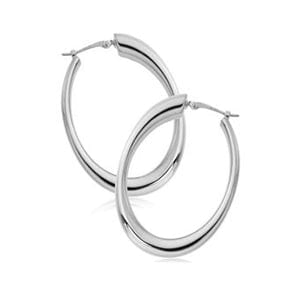 Carla Corp Jewellery - Earrings - Hoop Carla14K White Gold Oval Tapered Hoops