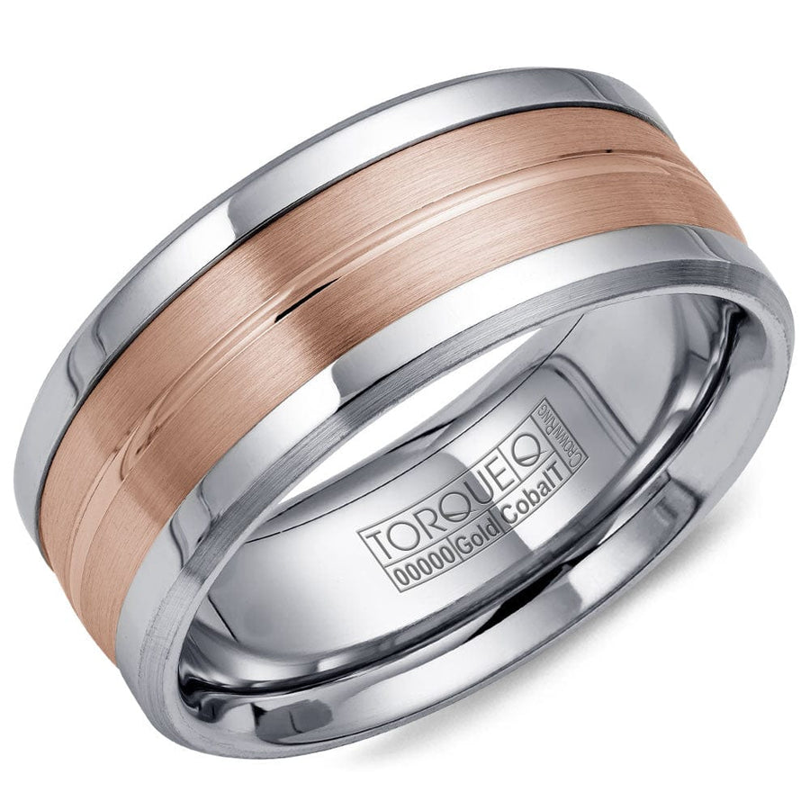 Crown Ring Jewellery - Band - Plain Crown Ring Rose Gold Inlay with White Cobalt Edges
