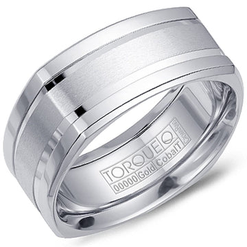 Crown Ring Jewellery - Band - Plain Crown Ring Squared 14k White Gold Cobalt Wedding Band