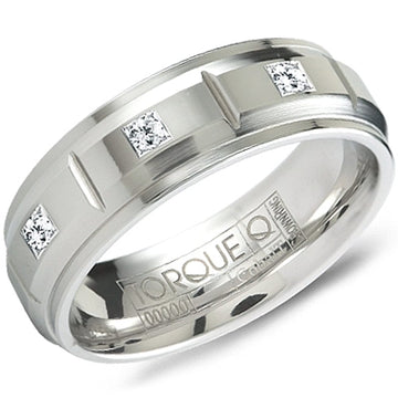 Crown Ring Jewellery - Band - Diamond Crown Ring White Cobalt CZ Wedding Band