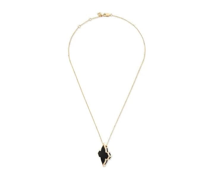 Farah Khan Jewellery - Necklace Farah Khan 18K Yellow Gold Black Ceramic Monogram Necklace