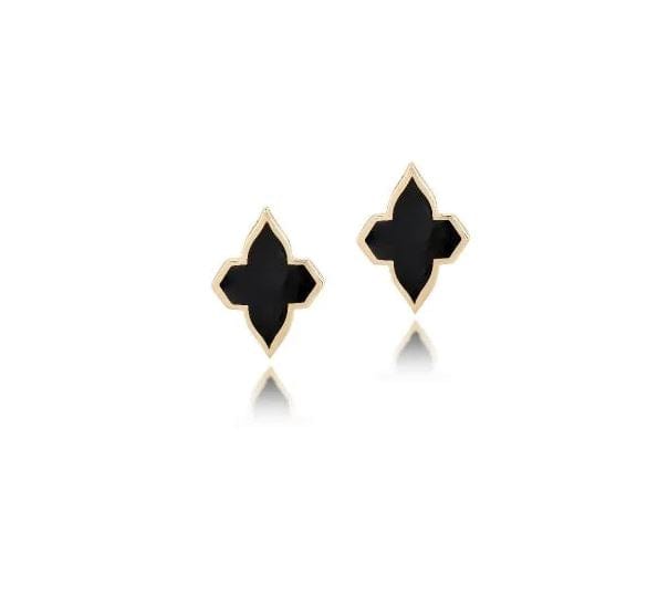 Farah Khan Jewellery - Earrings - Stud Farah Khan 18K Yellow Gold Black Ceramic Monogram Studs
