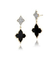 Farah Khan Jewellery - Earrings - Drop Farah Khan 18K Yellow Gold Diamond Black Ceramic Monogram Double Drop Earrings