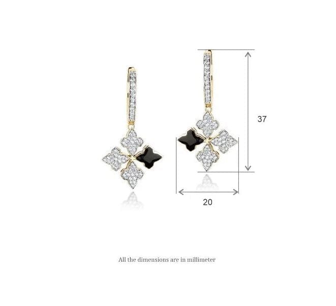 Farah Khan Jewellery - Earrings - Drop Farah Khan 18K Yellow Gold Diamond Black Ceramic Offset Drop Earrings