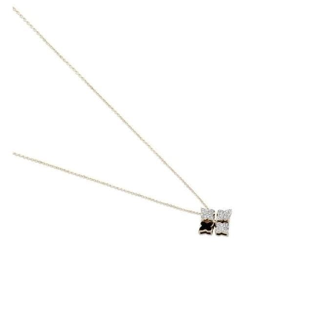 Farah Khan Jewellery - Necklace Farah Khan 18K Yellow Gold Diamond Black Ceramic Offset Monogram Necklace