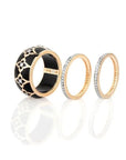 Farah Khan Jewellery - Rings Farah Khan 18K Yellow Gold Diamond Black Ceramic Stacking Ring Size 7.5