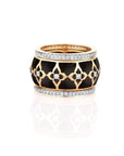 Farah Khan Jewellery - Rings Farah Khan 18K Yellow Gold Diamond Black Ceramic Stacking Ring Size 7.5