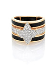 Farah Khan Jewellery - Rings Farah Khan 18K Yellow Gold Diamond Black Ceramic Tapered Ring Size 7