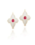 Farah Khan Jewellery - Earrings - Drop Farah Khan 18K Yellow Gold Diamond Ruby White Ceramic Flip Earrings