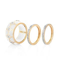 Farah Khan Jewellery - Rings Farah Khan 18K Yellow Gold Diamond White Ceramic Stacking Ring Size 8