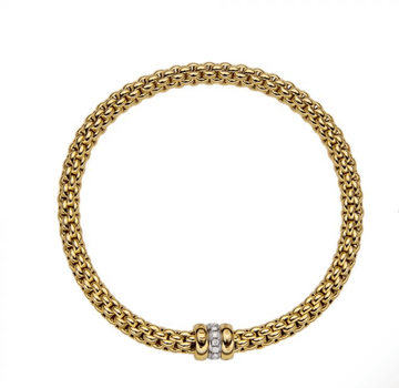 Fope Jewellery - Bracelet FOPE 18ct Yellow Gold Solo Flex'It 0.10ct Diamond Bracelet