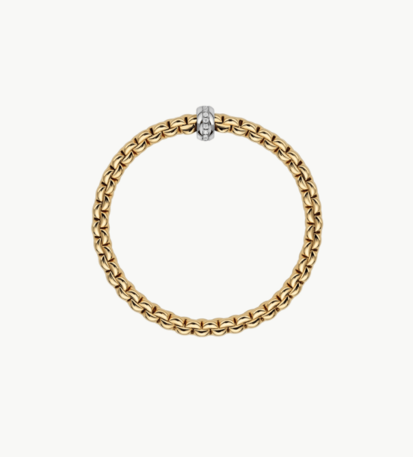 Fope Jewellery - Bracelet Fope 18K Yellow Gold Flex-it Bracelet with Diamond Pave