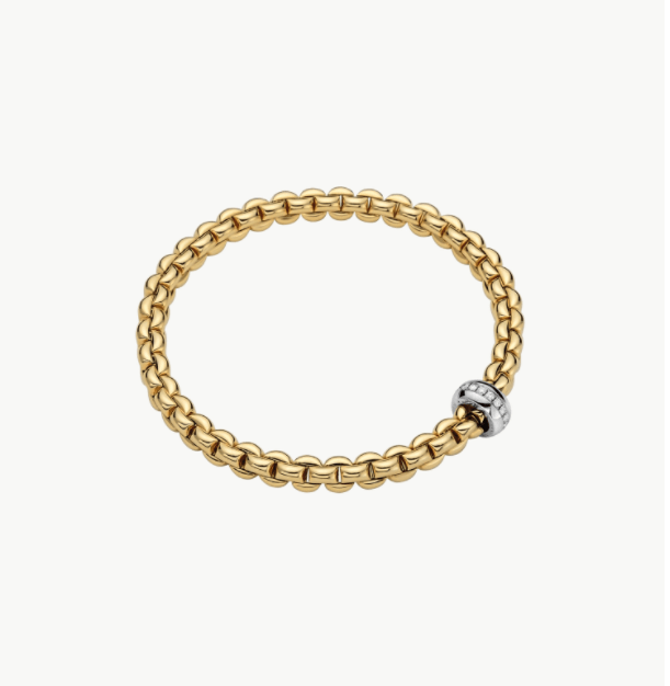Fope Jewellery - Bracelet Fope 18K Yellow Gold Flex-it Bracelet with Diamond Pave