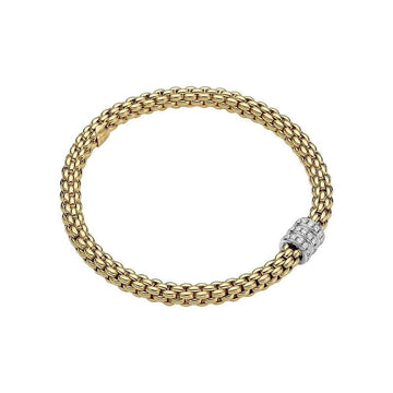 Fope Jewellery - Bracelet Fope 18K Yellow Gold Solo Flex-it Bracelet with Diamonds