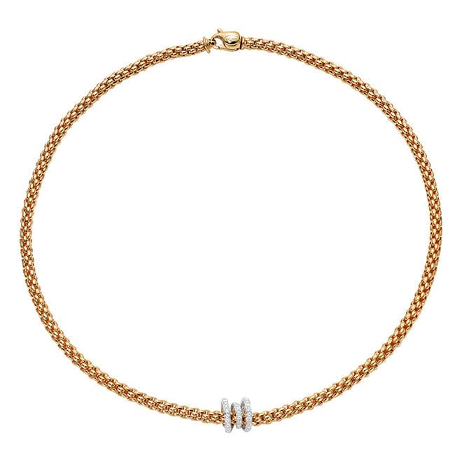 Fope Jewellery - Necklace Fope Solo Yellow Gold with Diamond Accents Necklace