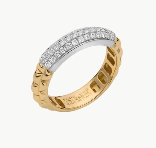 Fope Jewellery - Rings Fope18kt Yellow and White Gold EKA Diamond Ring 0.11ct