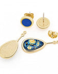 Frey Wille Jewellery - Earrings - Drop Frey Wille Mini Cabochon-Blue Studs with Van Gogh Starry Night Drops