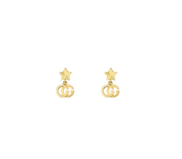 Gucci Jewellery - Earrings - Stud Gucci 18K Yellow Gold Star GG Drop Earrings