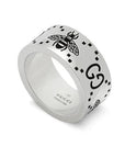 Gucci Jewellery - Rings Gucci Silver GG and Bee 9mm Band Size 7.5