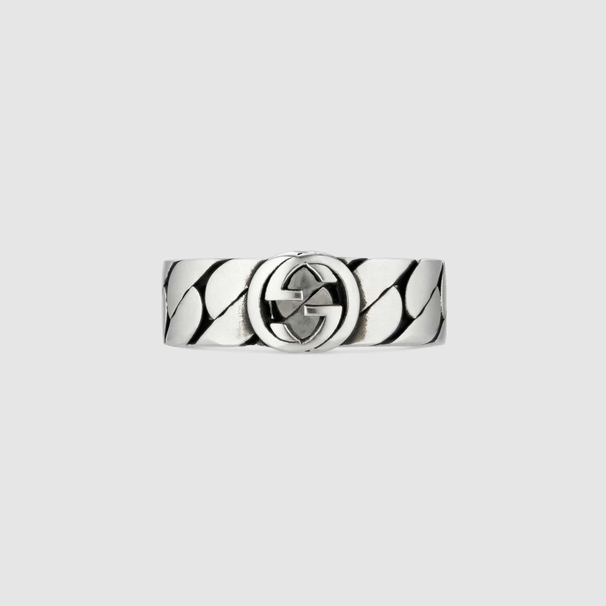 Gucci Silver Interlocking G 6mm 'Gourmette' Ring Size 7 – Touch of Gold ...