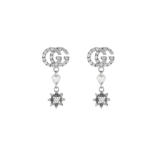 Gucci Jewellery - Earrings - Drop Gucci White Gold and Diamond Flora Drop Earrings