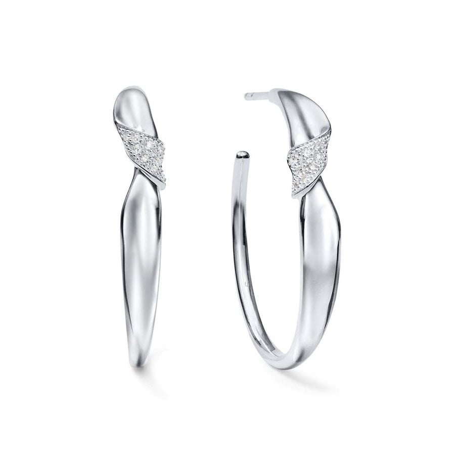 Ippolita Jewellery - Earrings - Hoop Ippolita Sterling Silver and Diamond Folded Pave Stardust Hoop Earrings