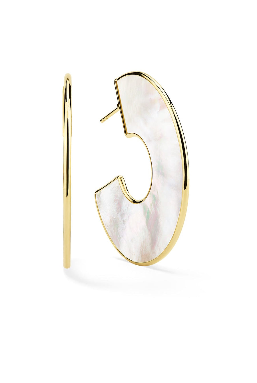 Ippolita Jewellery - Earrings - Stud Ippolita Yellow Gold and Mother-of-Pearl Cut-Out Donut Shape Slice Earrings