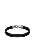 John Hardy Jewellery - Bracelet John Hardy Silver and Black Leather Asli Chain Link Station Bracelet