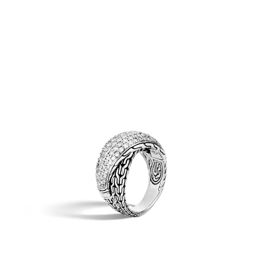 John Hardy Jewellery - Rings John Hardy Silver and Diamond Classic Chain Overlap Ring