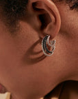John Hardy Jewellery - Earrings - Hoop John Hardy Silver Carved Chain Pave Triple Hoops