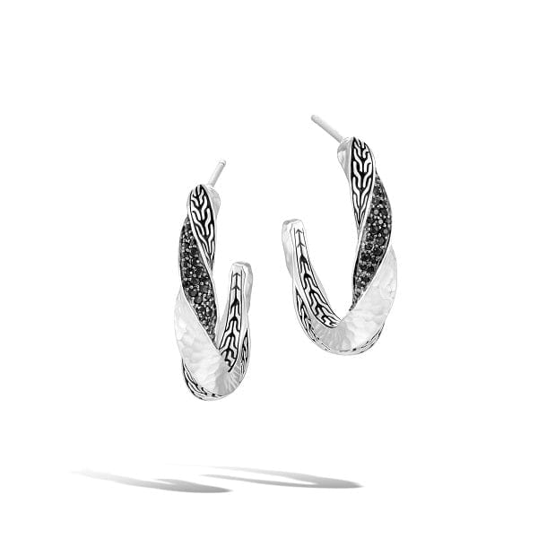 John Hardy Jewellery - Earrings - Hoop John Hardy Silver Twist Pave Hoop Earrings