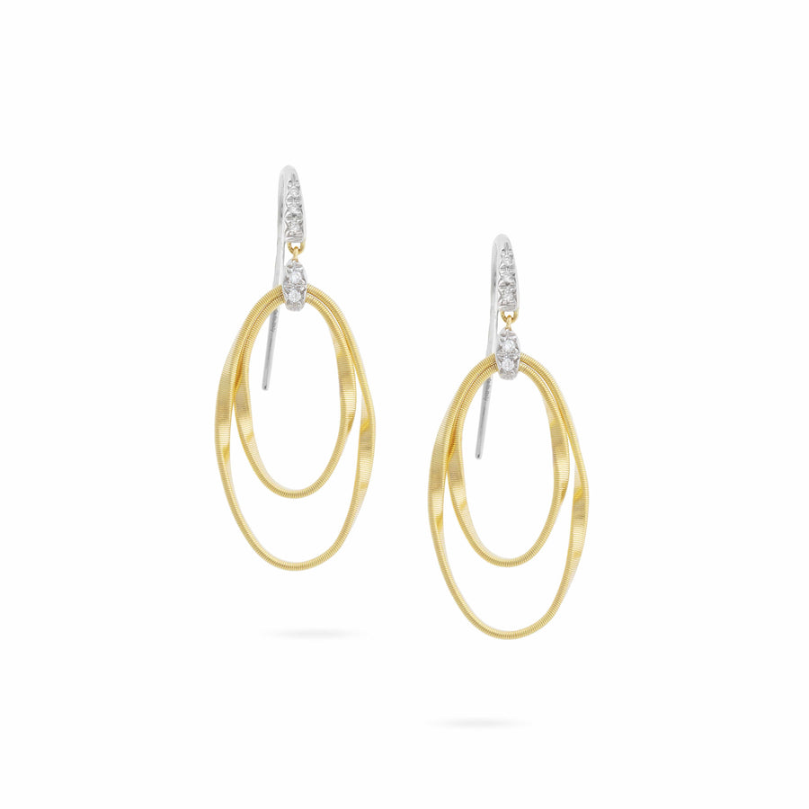 Marco Bicego Jewellery - Earrings - Drop Marco Bicego 18K Yellow Gold Marrakech Onde Diamond Hook Earrings