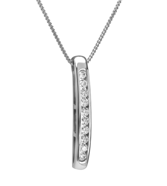 Backes & Strauss Jewellery - Necklace Max Strauss 14K White Gold 10 Diamond Long Channel Necklace