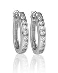 Backes & Strauss Jewellery - Earrings - Hoop Max Strauss 14K White Gold Diamond Channel Hoops