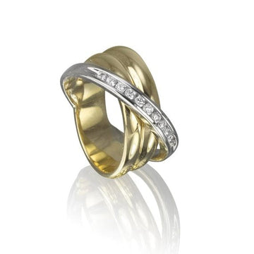 Backes & Strauss Jewellery - Rings Max Strauss 14K Yellow and White Gold Diamond Crossover Band