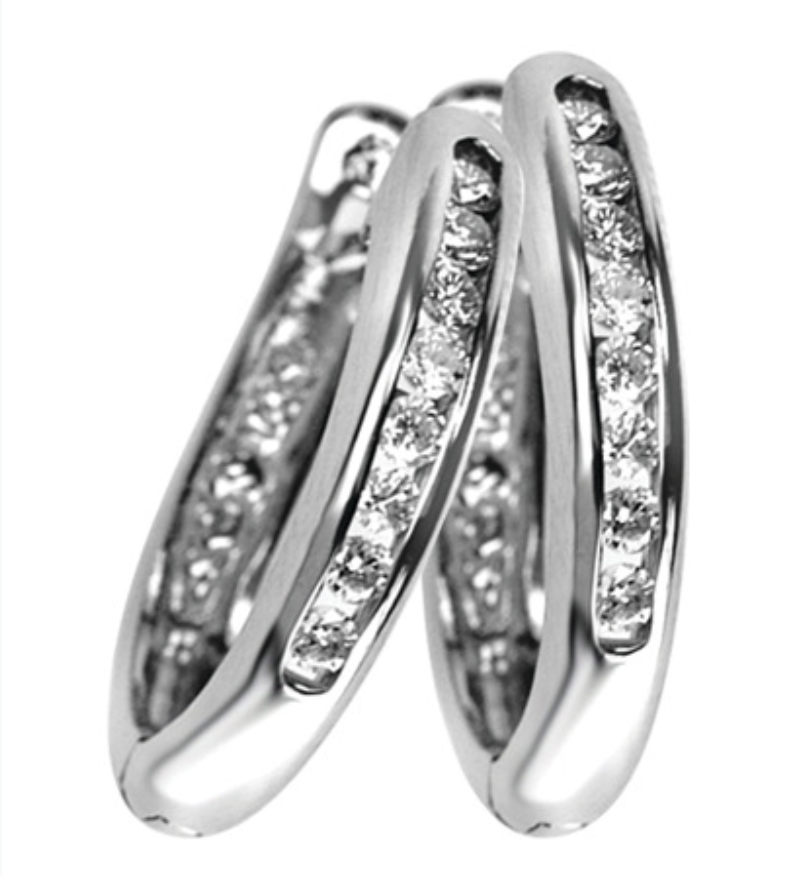 Backes & Strauss Jewellery - Earrings - Hoop Max Strauss White Gold Channel Set Diamond Hoops