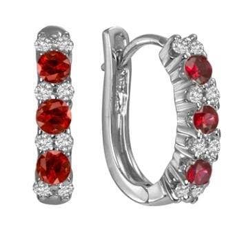 Backes & Strauss Jewellery - Earrings - Hoop Max Strauss White Gold Diamond and Ruby Hoop Earrings