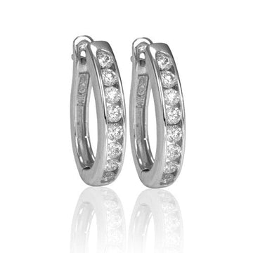 Backes & Strauss Jewellery - Earrings - Hoop Max Strauss White Gold Diamond Channel Hoops