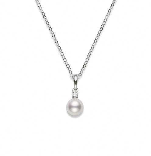 Mikimoto Jewellery - Necklace Mikimoto 18K White Gold 7mm Pearl Diamond Necklace