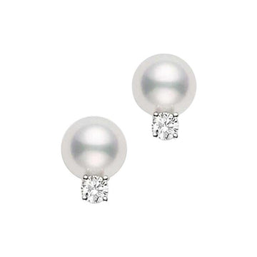 Mikimoto Jewellery - Earrings - Stud Mikimoto 18K White Gold 8mm Akoya Pearl and Diamond Studs