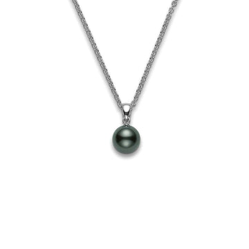 Mikimoto Jewellery - Necklace Mikimoto 18K White Gold 8mm Black Pearl Solitaire Necklace