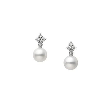 Mikimoto Jewellery - Earrings - Drop Mikimoto 18K White Gold Akoya Pearl and Diamond Drop Earrings