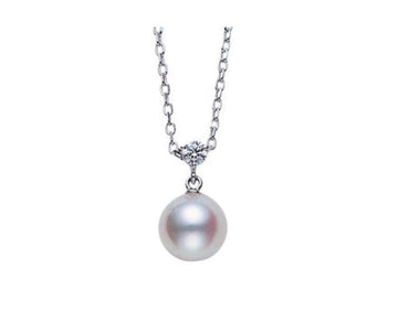 Mikimoto Jewellery - Necklace Mikimoto 18K White Gold Akoya Pearl Solitaire Necklace with Diamond