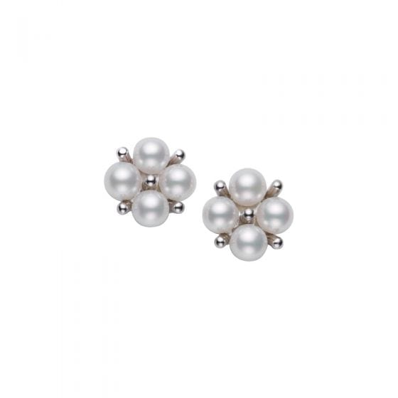 Mikimoto Jewellery - Earrings - Stud Mikimoto 18K White Gold Cluster Akoya Pearl Earrings